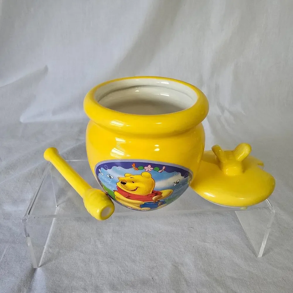 Disney Winnie the Pooh Honey Pot Jar w/ Lid & Honey Dipper Houston Harvest